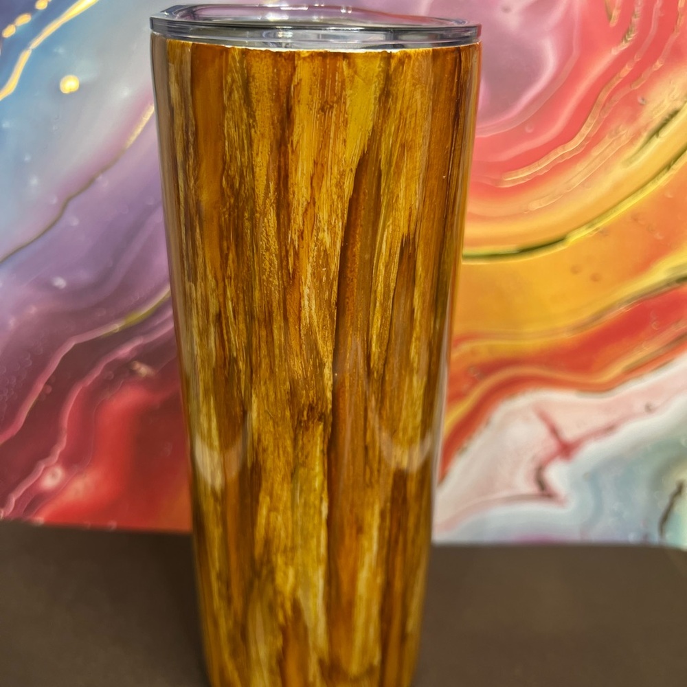 Elegant Brown Wood-Effect 20oz metal tumbler